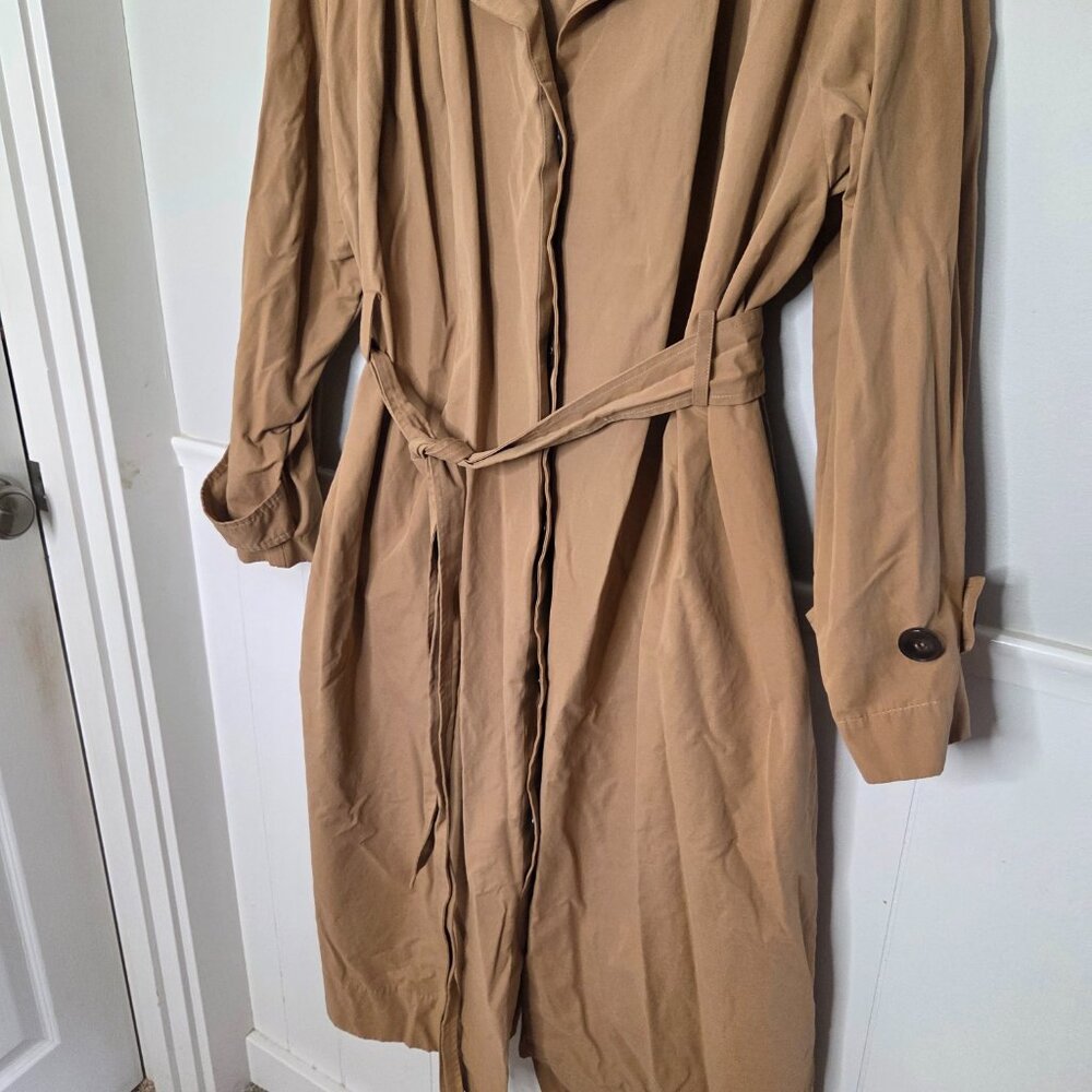 NORDSTROM Solid Brown Tan Button Front Trench Coat - image 2